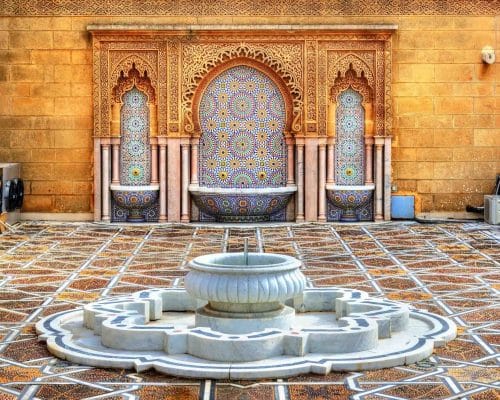 Fountain at the Mausoleum of Mohammed V in Rabat - Morocco